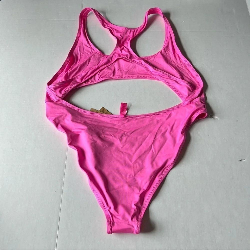 NWT SKIMS Signature swim cut out monokini taffy neon pink 3X
